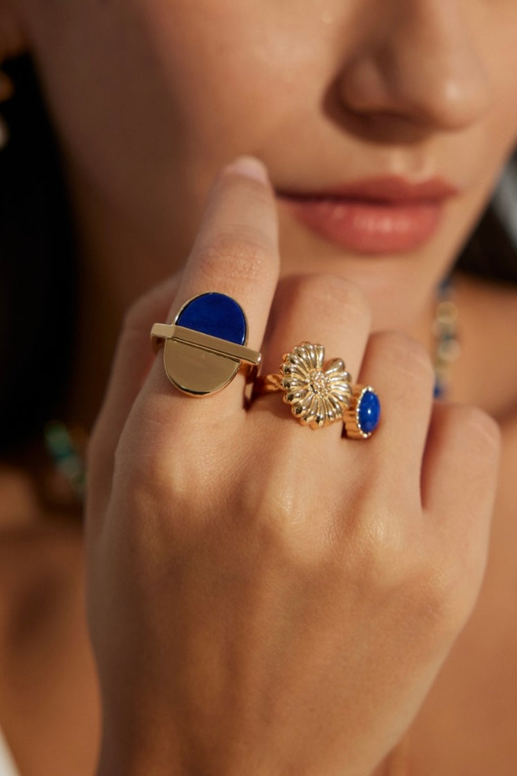 Vintage Lapis Daisy Ring